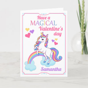 Festiva Tarjeta de El día de San Valentín de unicornio mág