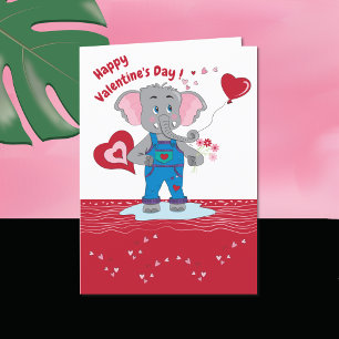 Festiva Tarjeta de El día de San Valentín infantil con ele