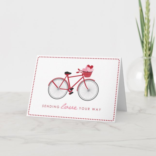 Festiva Tarjeta de El día de San Valentín para bicicletas  (Anverso)