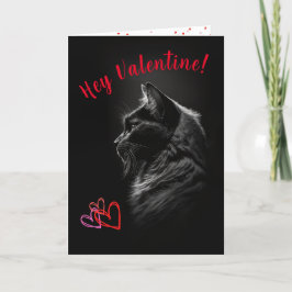 Festiva Tarjeta de El día de San Valentín para gato negro 