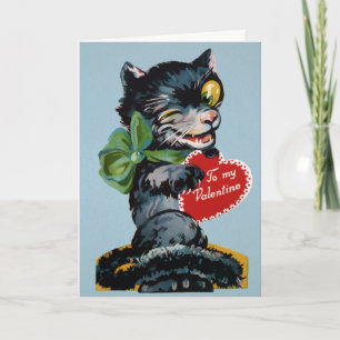 Festiva Tarjeta de El día de San Valentín para gatos retro