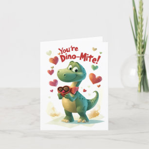 Festiva Tarjeta de El día de San Valentín para niños Dino-