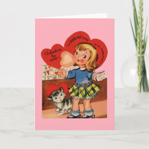 Festiva Tarjeta de El día de San Valentín Retro Bubble Gum