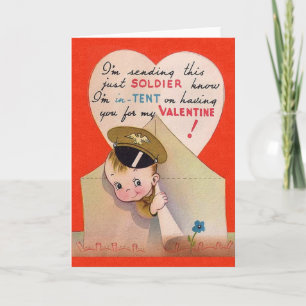 Festiva Tarjeta de El día de San Valentín retro-soldado