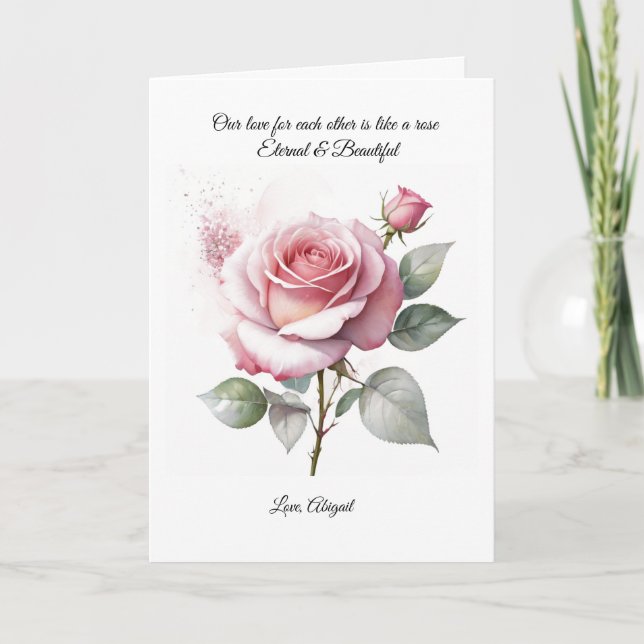 Festiva Tarjeta de El día de San Valentín rosa rosada para (Anverso)