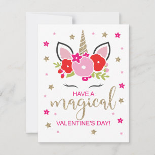 Festiva Tarjeta de El día de San Valentín Unicornio de oro