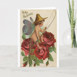 Festiva Tarjeta de El día de San Valentín victoriana Cupid