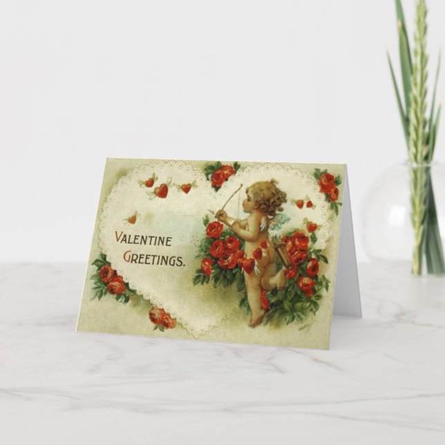 Festiva Tarjeta de El día de San Valentín victoriana Cupid (Anverso)