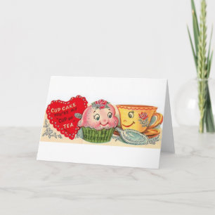 Festiva Tarjeta De El día de San Valentín Vintage Cupcake 