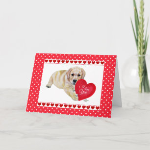 Festiva Tarjeta de El día de San Valentín Yellow Lab Puppy