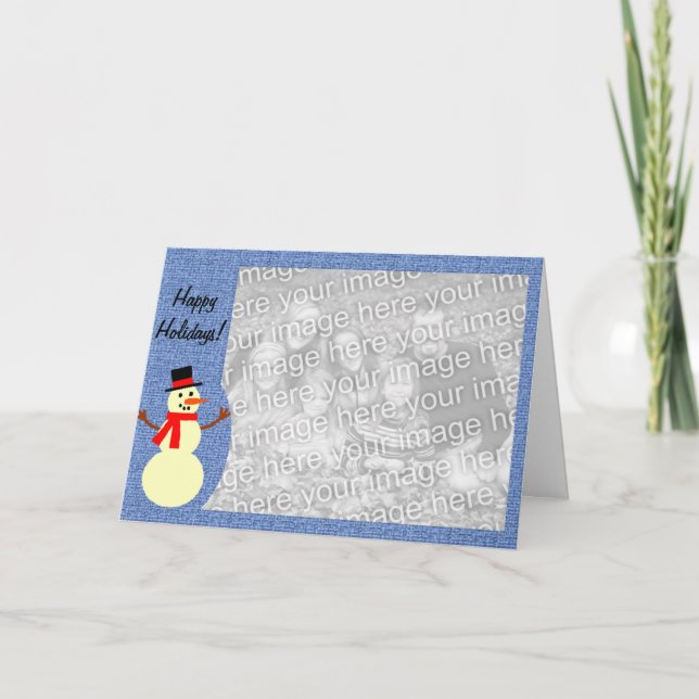 Festiva Tarjeta de encargo de la foto del muñeco de nieve (Anverso)