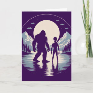 Festiva Tarjeta de Encuentro Paranormal de Bigfoot Alien O