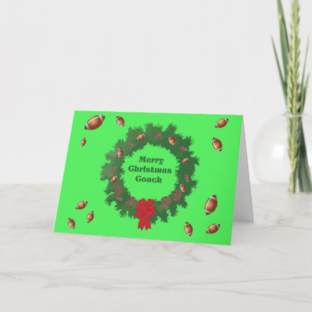 Festiva Tarjeta de entrenador de fútbol para navidades (Anverso)