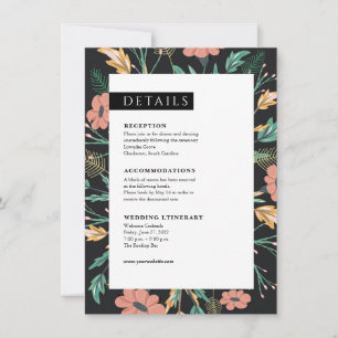 Festiva Tarjeta de envoltorio de Boda floral negro colorid