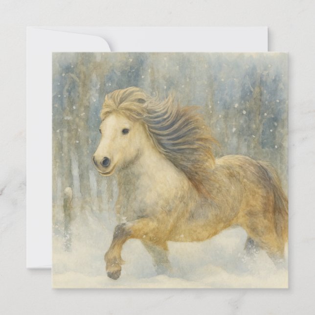 Festiva Tarjeta de escena de invierno del caballo islandés (Anverso)