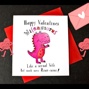 Festiva tarjeta de esposa de San Valentín de Dinosaurio li