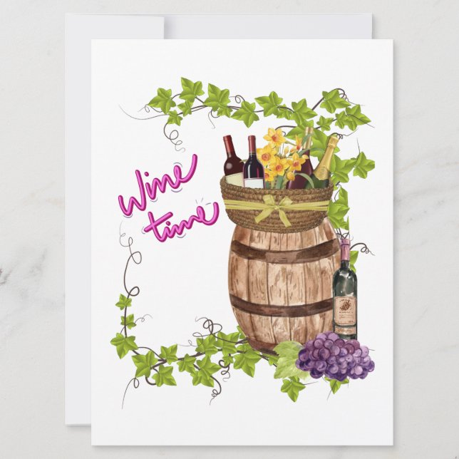 Festiva Tarjeta de estilo de vino para amigos (Anverso)