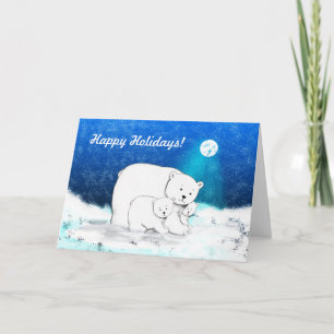 Festiva Tarjeta de familia de oso polar siendo adorable