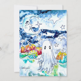 Festiva Tarjeta de fantasma de Halloween linda