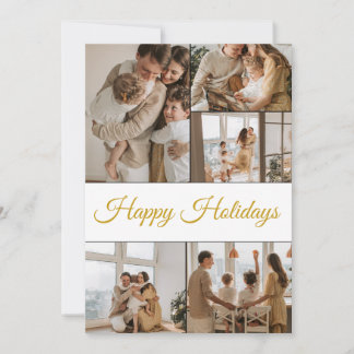 Festiva Tarjeta de Felices Fiestas con Colaje de 5 Fotos y