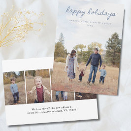 Festiva Tarjeta de Felices Fiestas con Foto Azul 5 con Tex