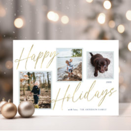 Festiva Tarjeta de Felices Fiestas con Guion de Oro 3 Foto