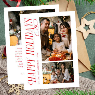 Festiva Tarjeta de Felices Fiestas con Tipografía Roja Mod