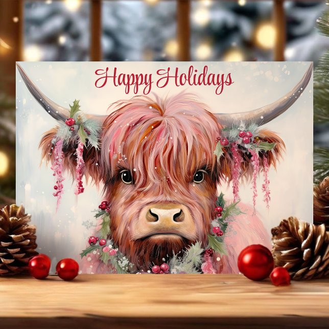 Festiva Tarjeta de Felices Fiestas de Vaca de las Highland (Subido por el creador)