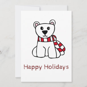 Festiva Tarjeta de Felices Fiestas Oso Polar