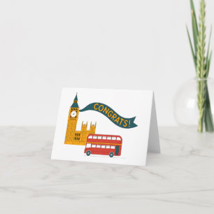Festiva Tarjeta de "¡Felicidades!" con tema de Londres y B