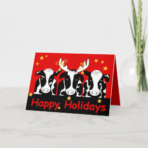 Festiva Tarjeta de felicitación 2 para vacas navidades