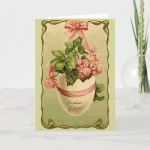 Festiva Tarjeta de felicitación adornada alemana del huevo
