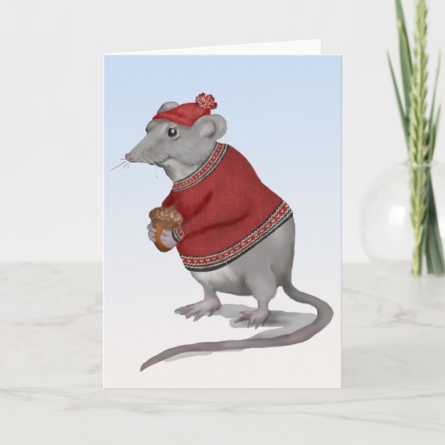 Festiva Tarjeta de felicitación al ratón (Anverso)