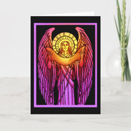 Festiva Tarjeta de felicitación Angel de Vidrio Manchado