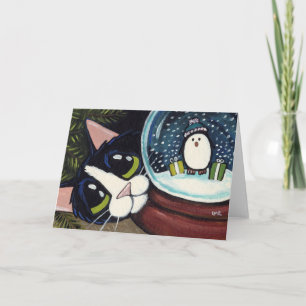 Festiva Tarjeta de felicitación animal del arte del gato