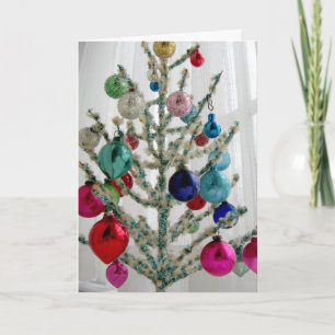 Festiva Tarjeta de felicitación antigua del árbol de