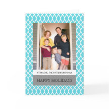 Tarjeta de felicitación Aqua Elegant Lattice Holid