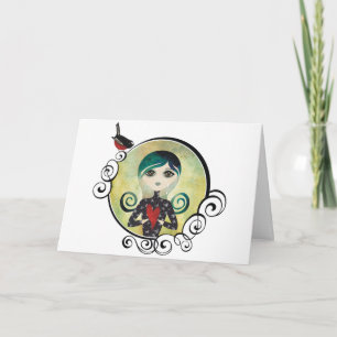 Festiva tarjeta de felicitación azul de la señora