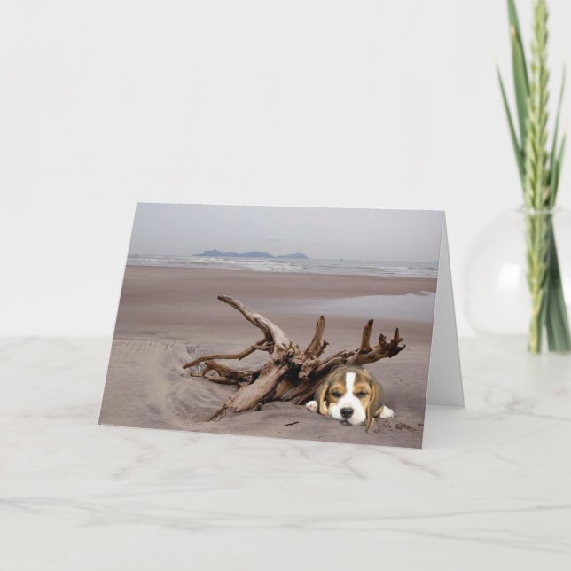 Festiva Tarjeta de felicitación Beagle (Anverso)