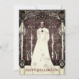 Festiva Tarjeta de felicitación Beardsleyan Happy Hallowee