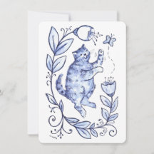 Tarjeta de felicitación Blue Cat