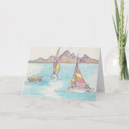 Festiva Tarjeta de felicitación "Boats Watercolor Sketch/F