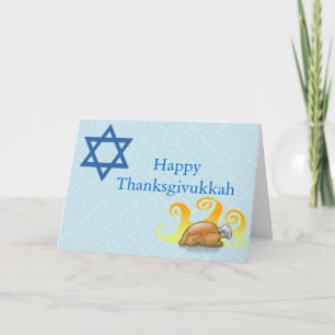 Festiva Tarjeta de felicitación bonita de Thanksgivukkah