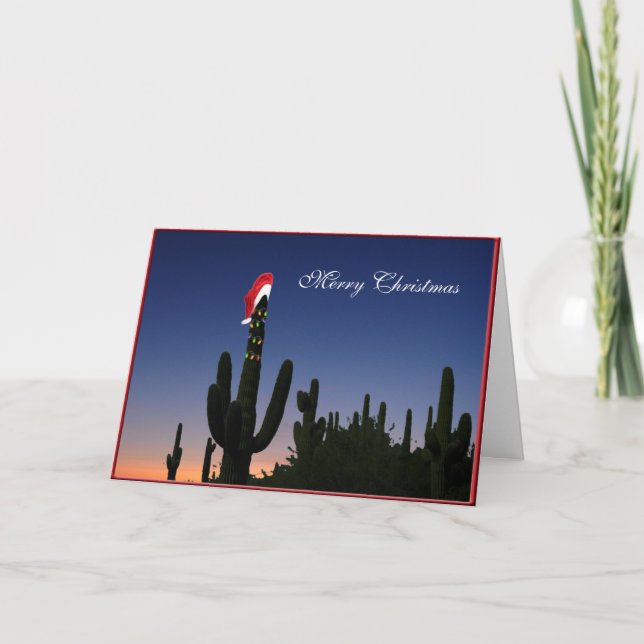 Festiva Tarjeta de felicitación Cactus para navidades (Anverso)