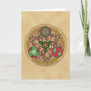 Festiva Tarjeta de felicitación céltica del escudo del