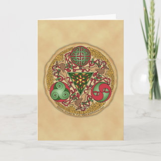 Festiva Tarjeta de felicitación céltica del escudo del
