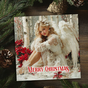 Festiva Tarjeta de felicitación chic vintage angelical roj