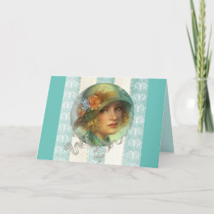 Festiva Tarjeta de felicitación chica de los años 20