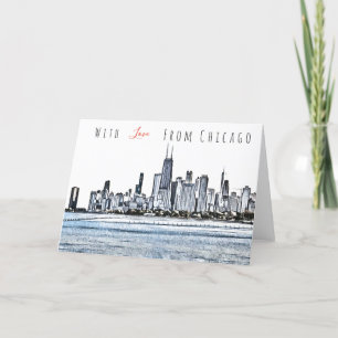 Festiva Tarjeta de felicitación Chicago Skyline