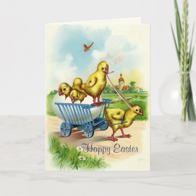 Festiva Tarjeta de felicitación Chicky Wagon Easter (Anverso)